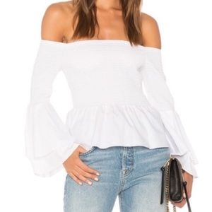 Amanda Uprichard Beachwood Peplum Off-Shoulder White Top Size S